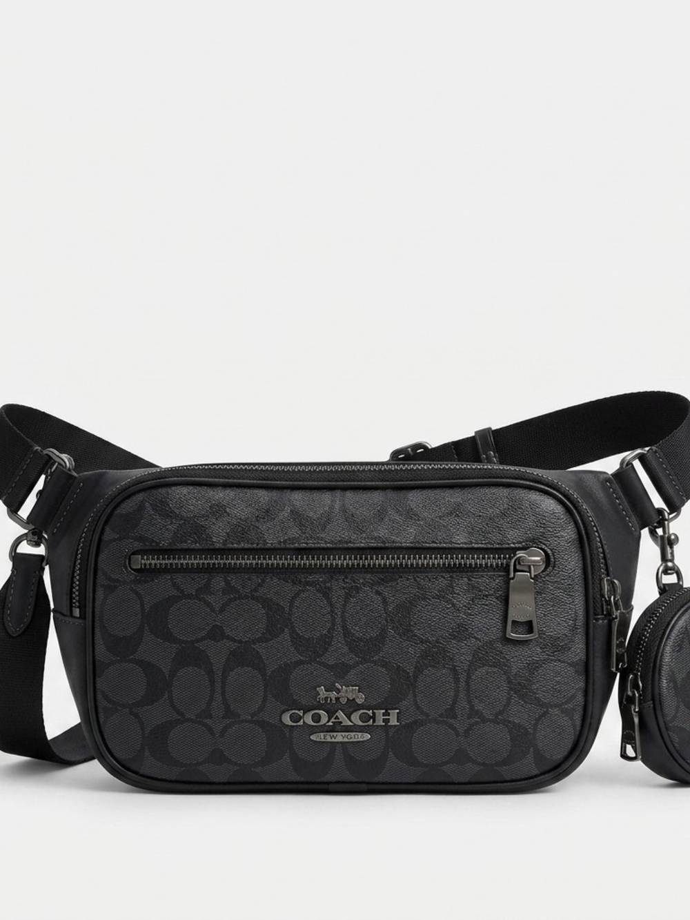Coach Men’s Blue Signature Canvas Waist Pack with Coin Pouch